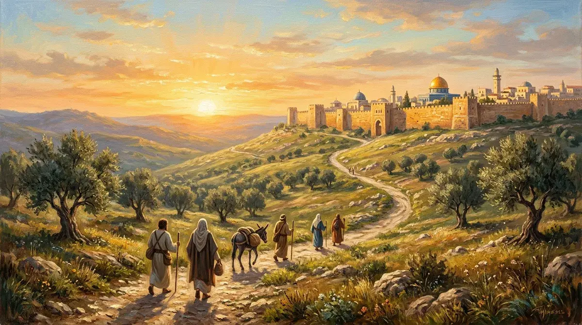 Con đường lên đồi lúc bình minh — lên Jerusalem