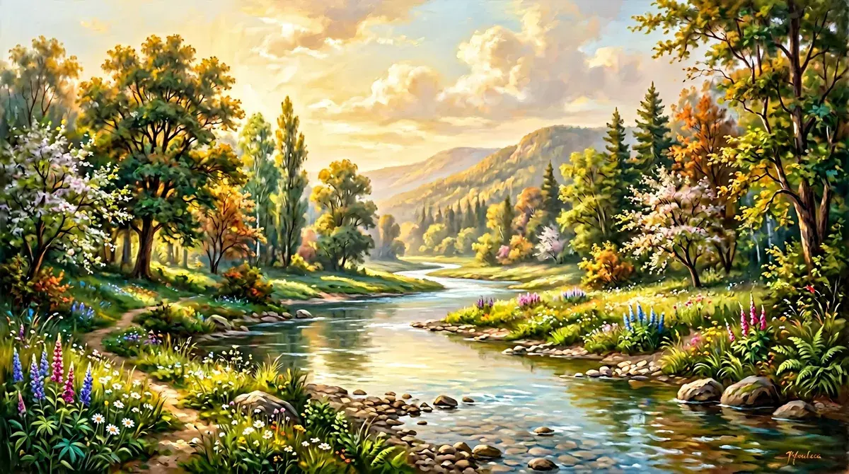 Immagine della nuova Gerusalemme e del fiume dell'acqua della vita — tutta la creazione restaurata.